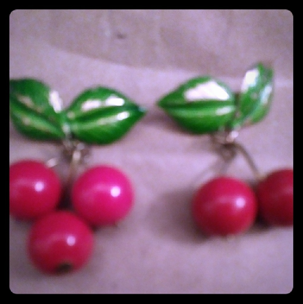 Cherry clip on earrings